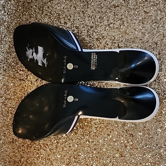 MARINELLA  MADE IN ITALY WOMEN'S LEATHER UPPER BLACK/WHITE SANDAL SIZE 10,PRE-OW - Picture 7 of 11